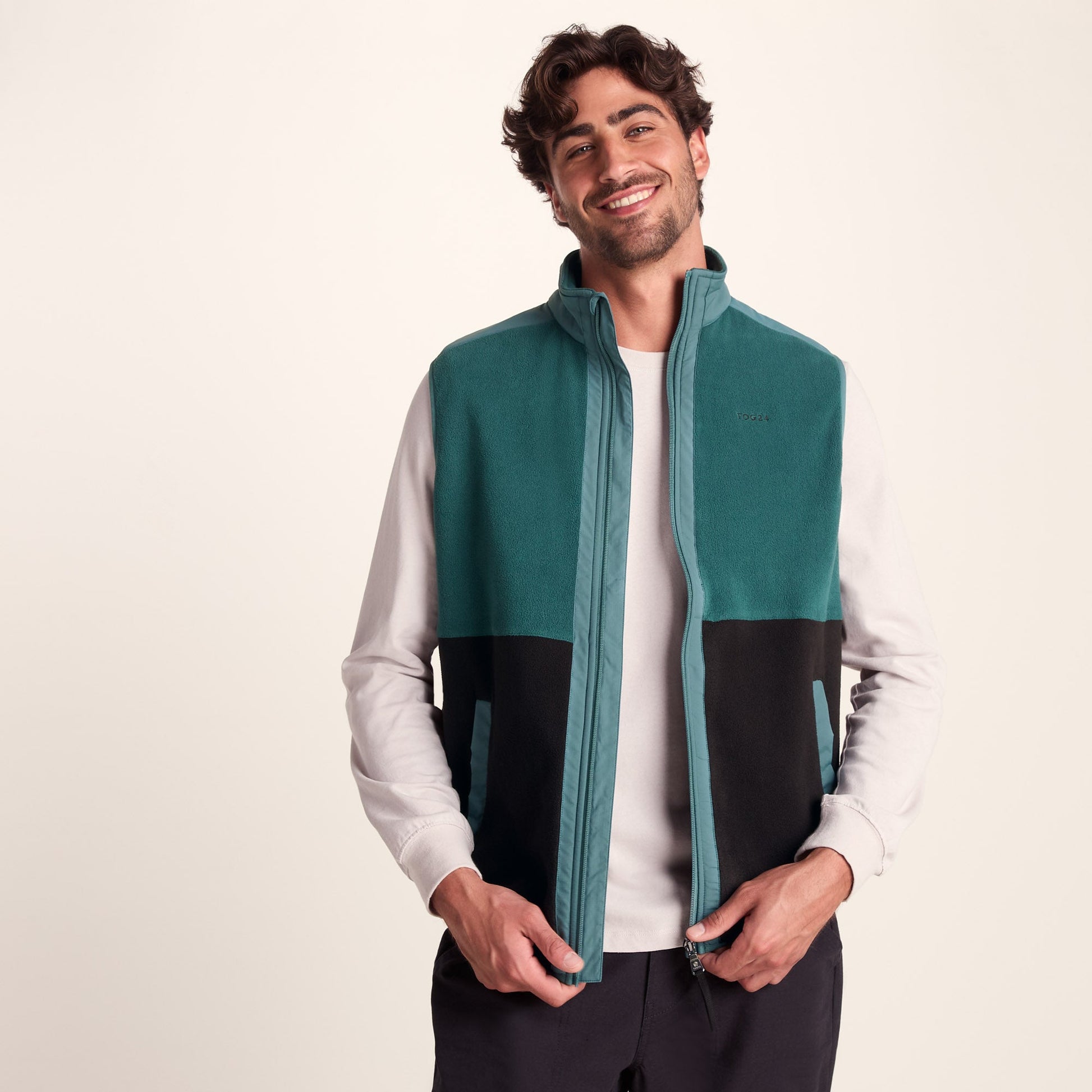 Boltby Mens Relaxed Fit Microfleece Gilet - Hydro Blue/Black