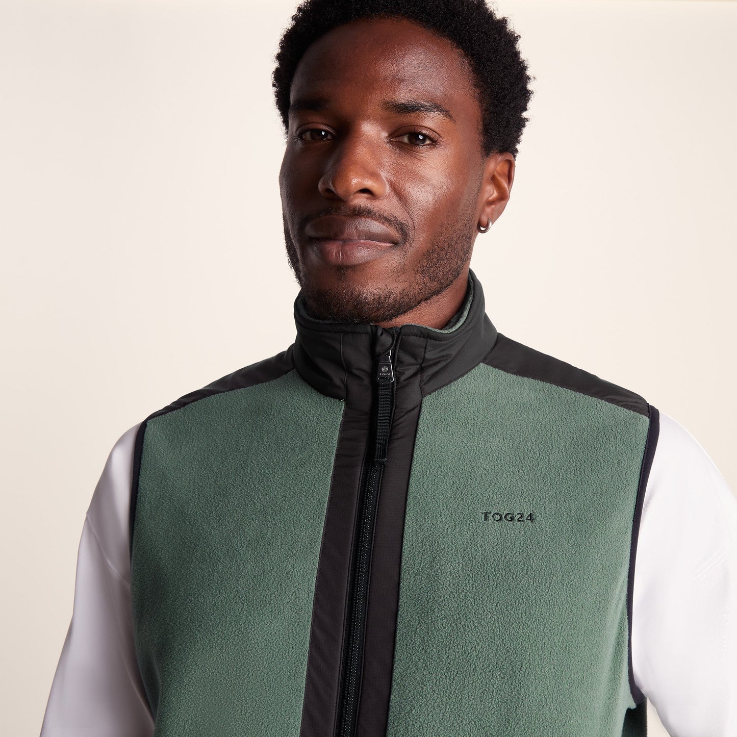 Boltby Mens Relaxed Fit Microfleece Gilet - Black/Light Forest