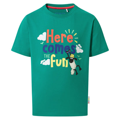 Boreray Kids Shaun the Sheep T-Shirt - Jungle Green