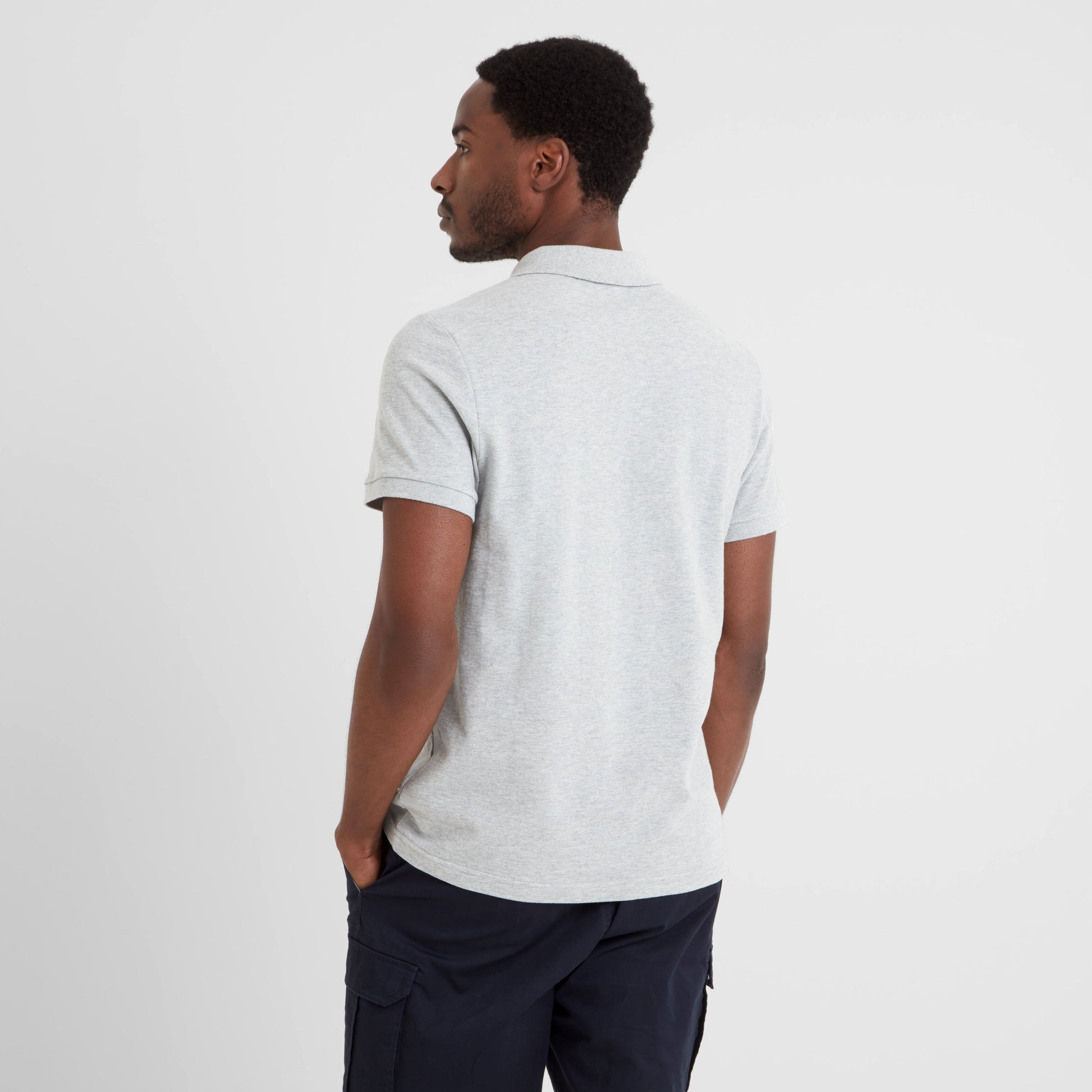 Braunton Mens 100% Cotton Pique Polo Shirt - Light Grey Marl