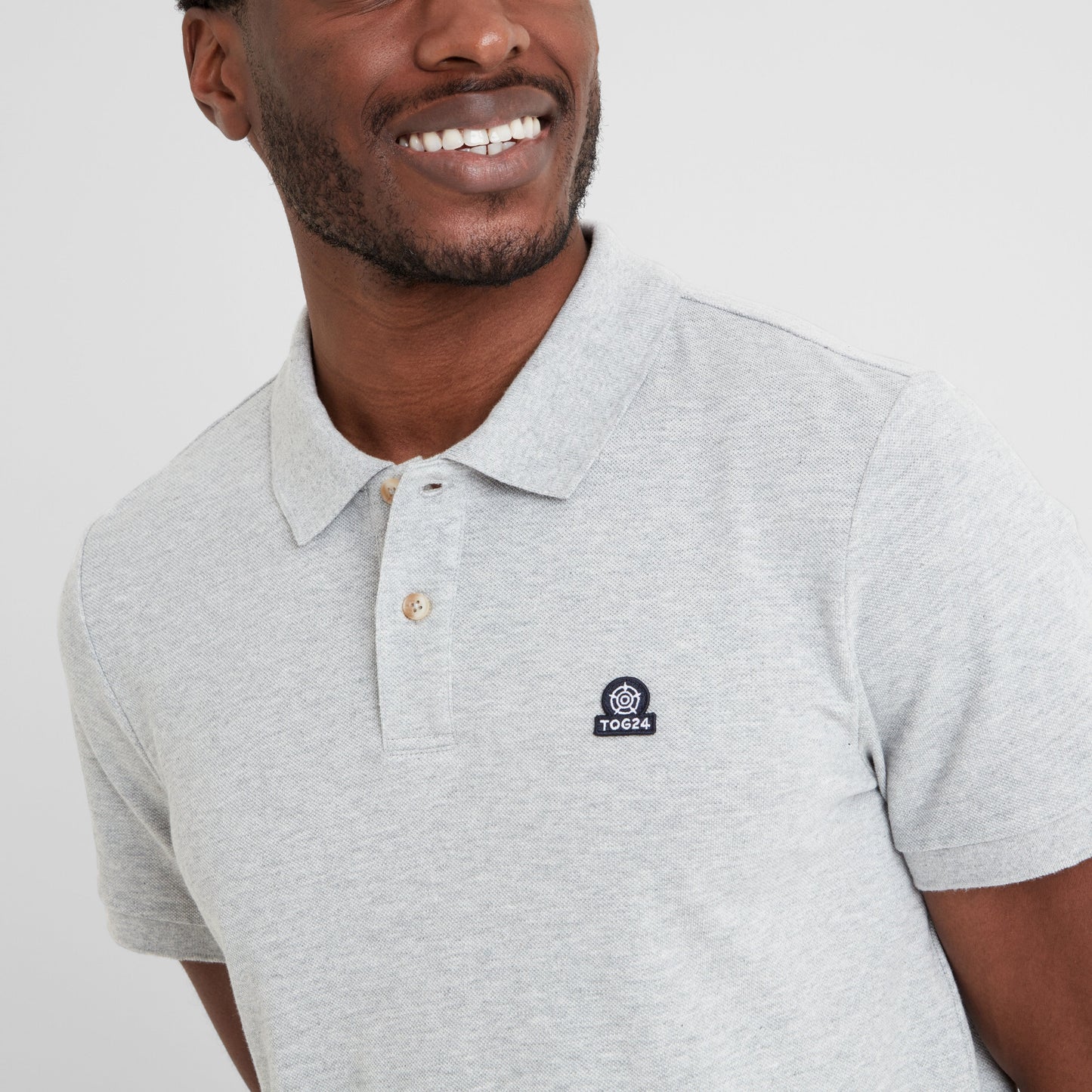 Braunton Mens 100% Cotton Pique Polo Shirt - Light Grey Marl