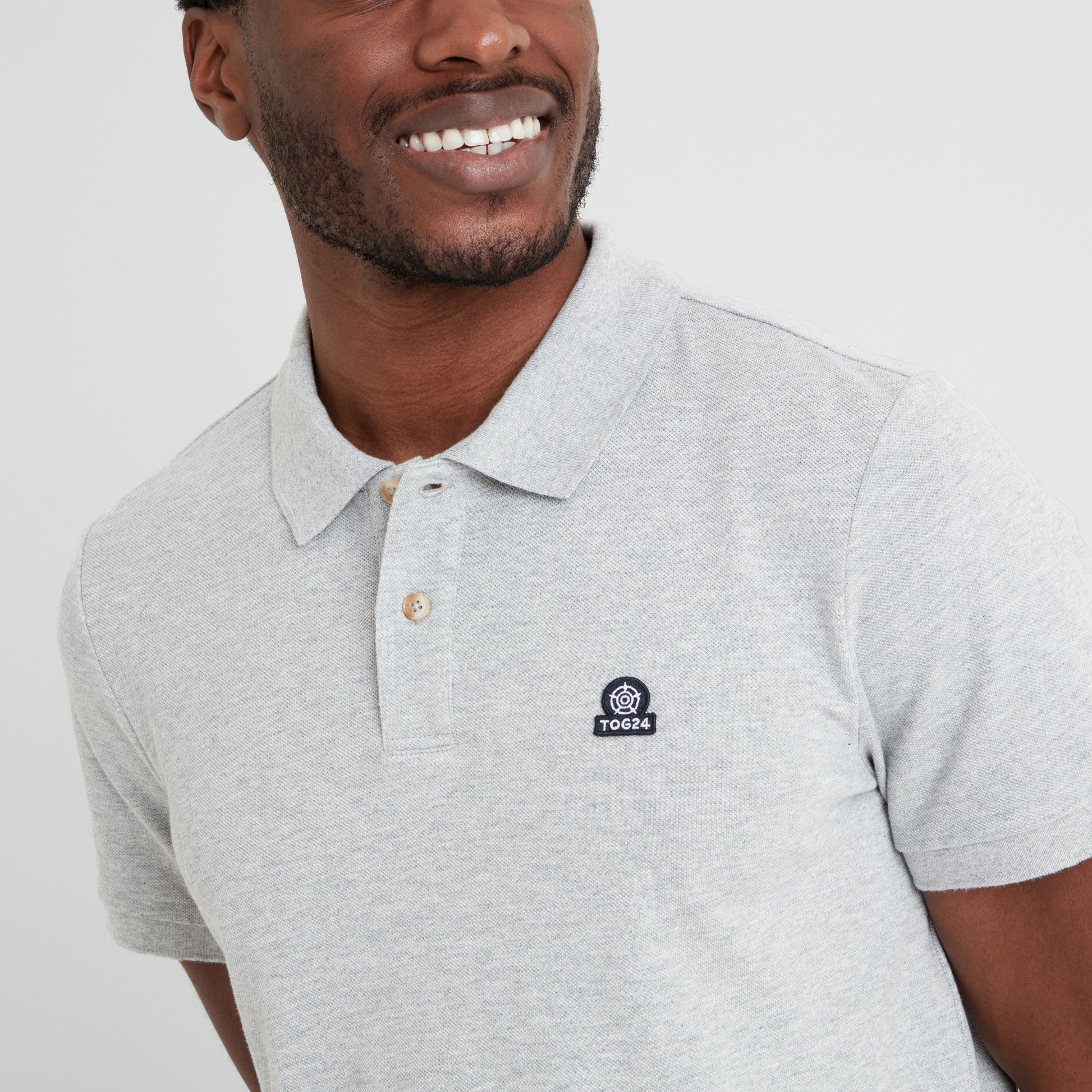 Braunton Mens 100% Cotton Pique Polo Shirt - Light Grey Marl