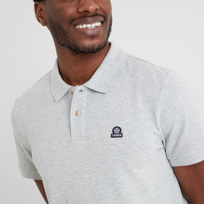 Braunton Mens 100% Cotton Pique Polo Shirt - Light Grey Marl