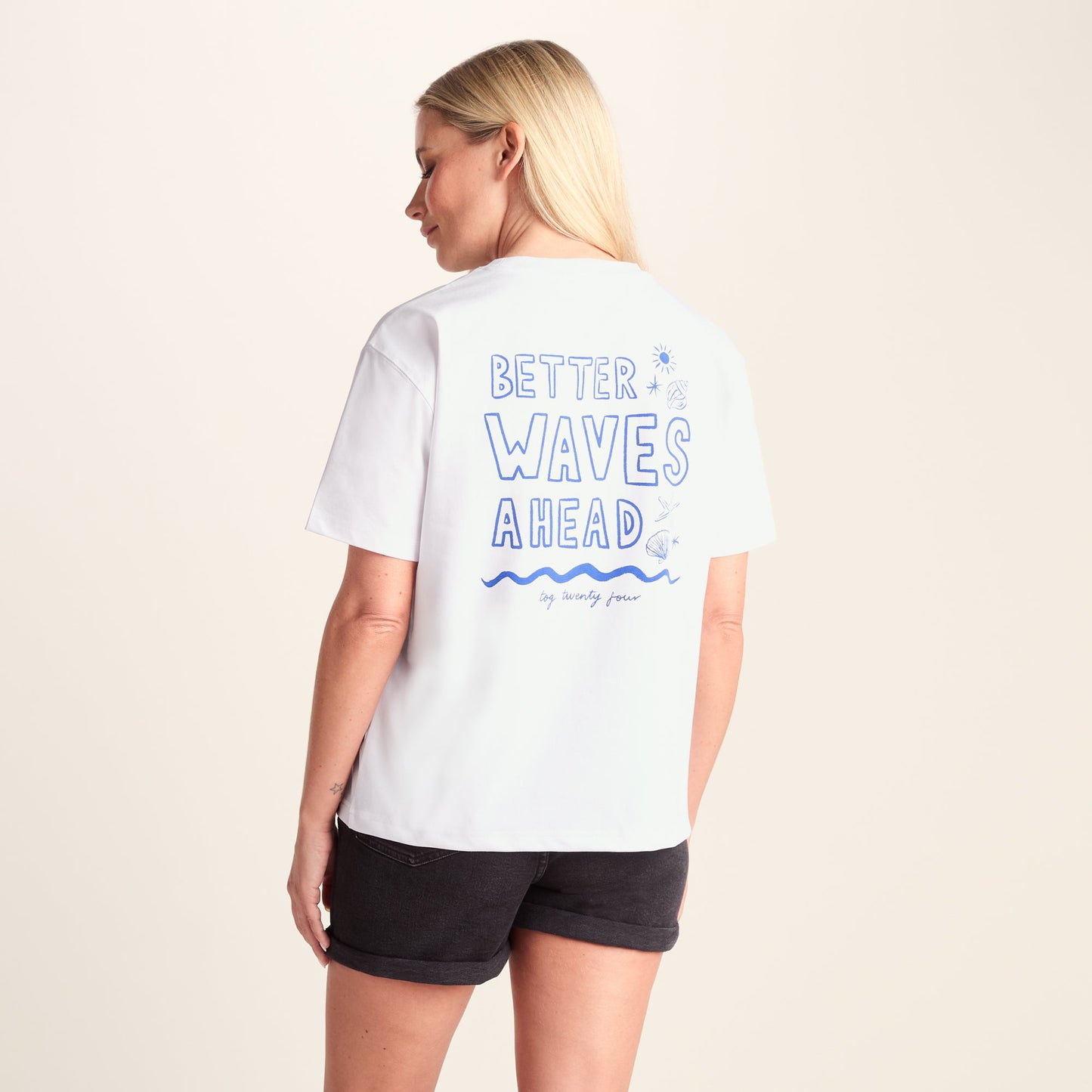 Caggie Womens Relaxed Fit Premium Supersoft Emmy Lupin T-Shirt - Optic White