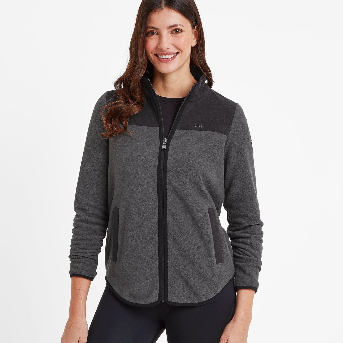 Carty Womens Colour Block Fleece Jacket - Washed Black/Black