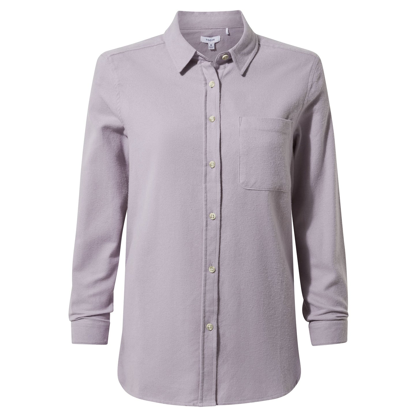 Caswell Womens Long Sleeve Cotton Herringbone Shirt - Lavender Grey