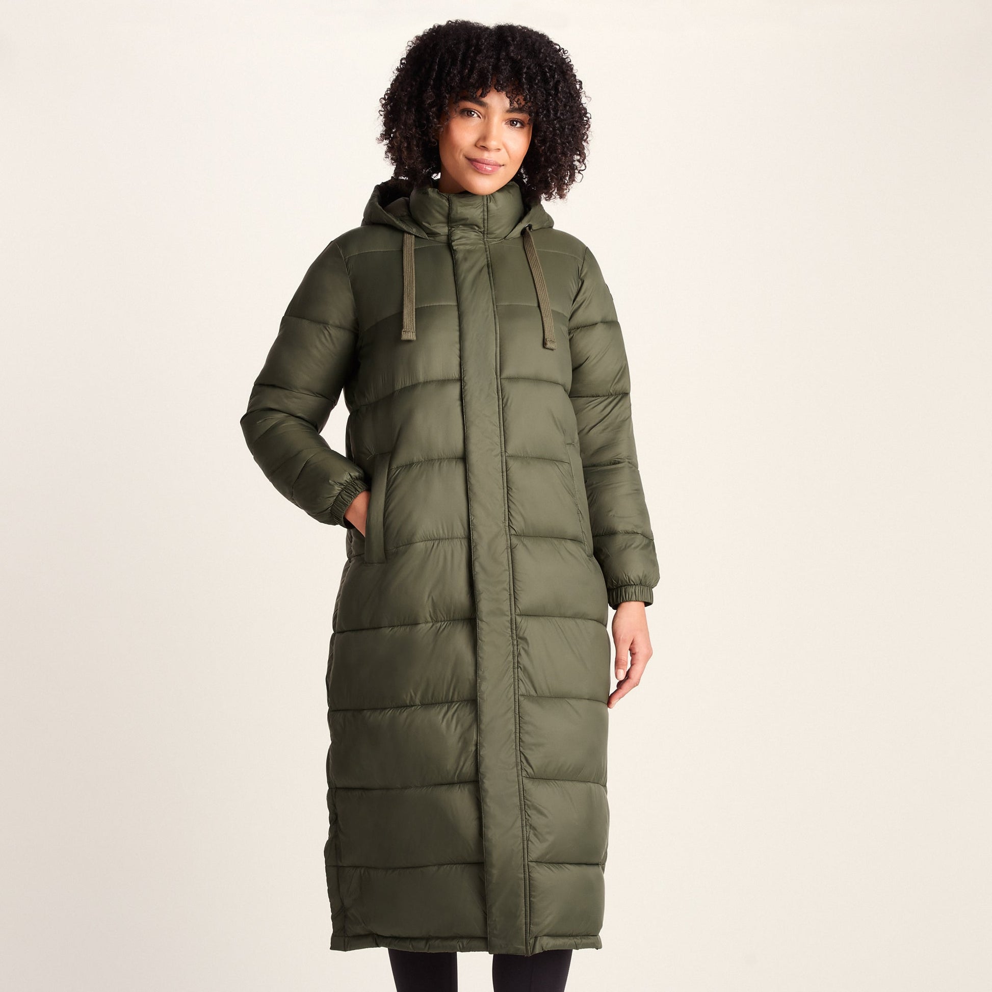 Cautley Womens Long Padded Shower Resistant Jacket - Khaki