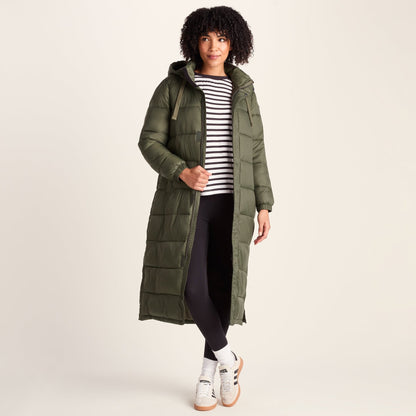 Cautley Womens Long Padded Shower Resistant Jacket - Khaki