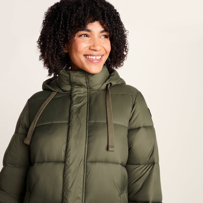 Cautley Womens Long Padded Shower Resistant Jacket - Khaki