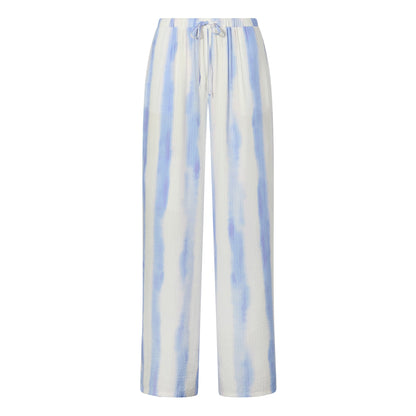 Christina Womens Wide Leg Lightweight Trousers - Blue Hues Print