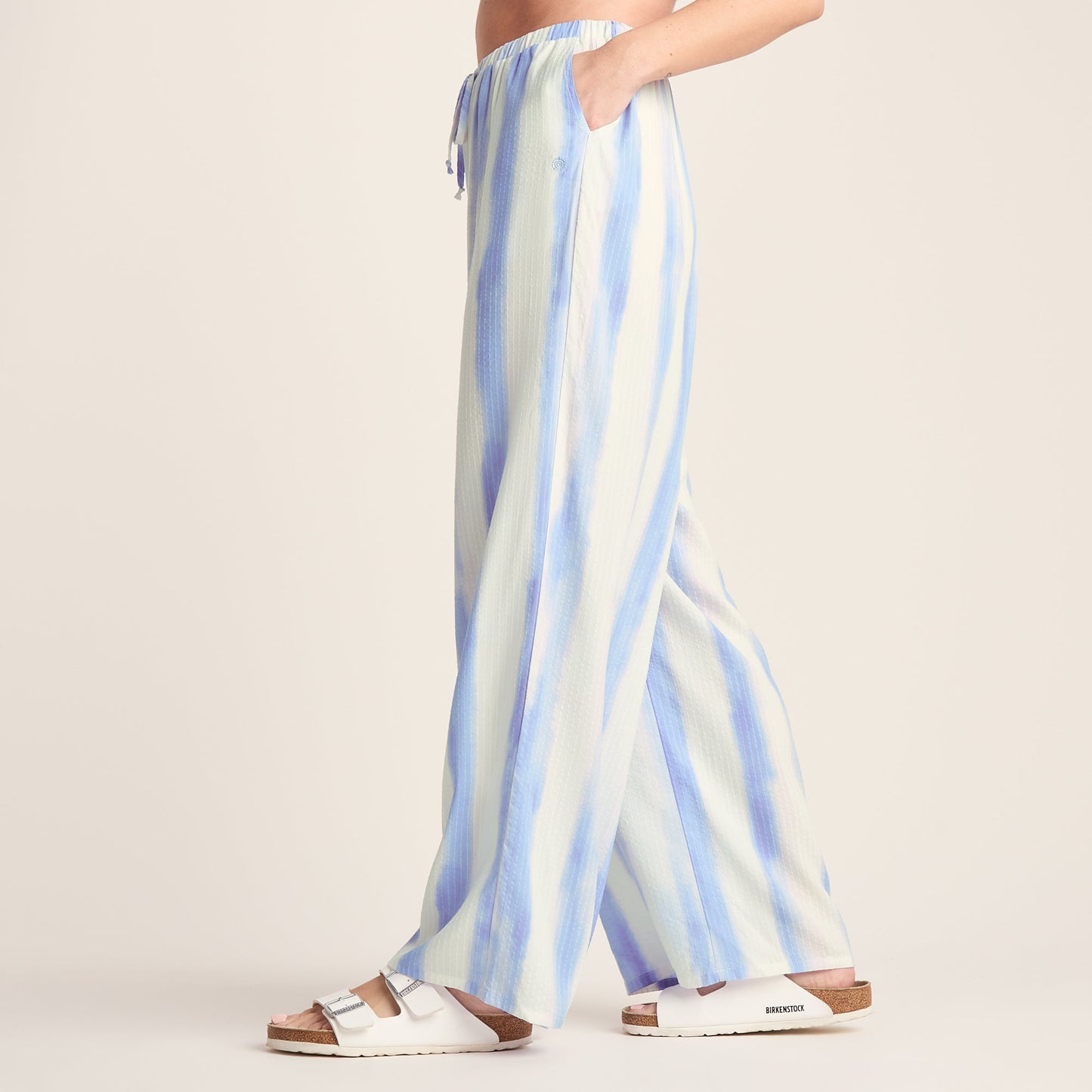 Christina Womens Wide Leg Lightweight Trousers - Blue Hues Print