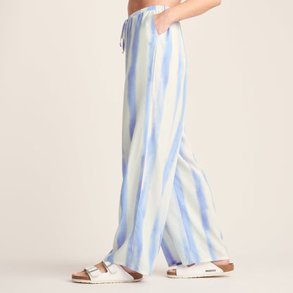 Christina Womens Wide Leg Lightweight Trousers - Blue Hues Print