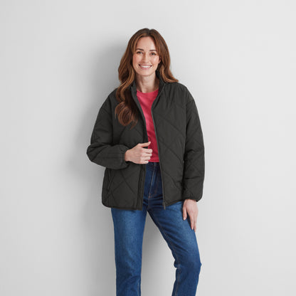 Cirnan Womens Shower Resistant Insulated Packaway Jacket - Washed Black