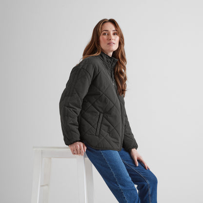 Cirnan Womens Shower Resistant Insulated Packaway Jacket - Washed Black