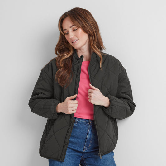 Cirnan Womens Shower Resistant Insulated Packaway Jacket - Washed Black