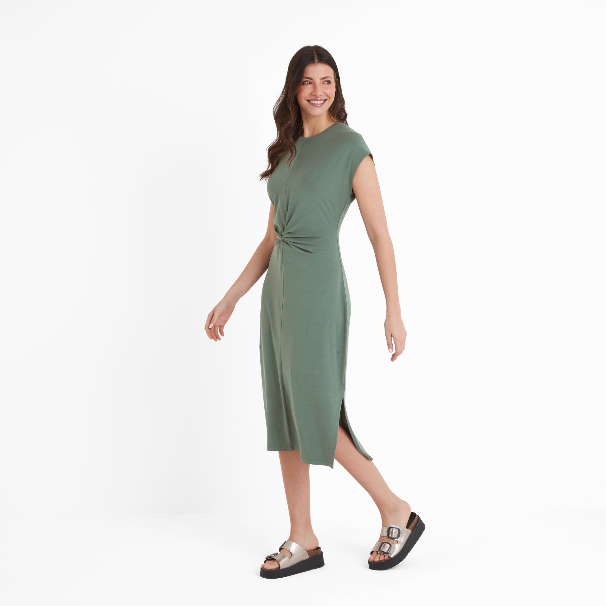 Claire Womens Supersoft Jersey Dress - Light Forest