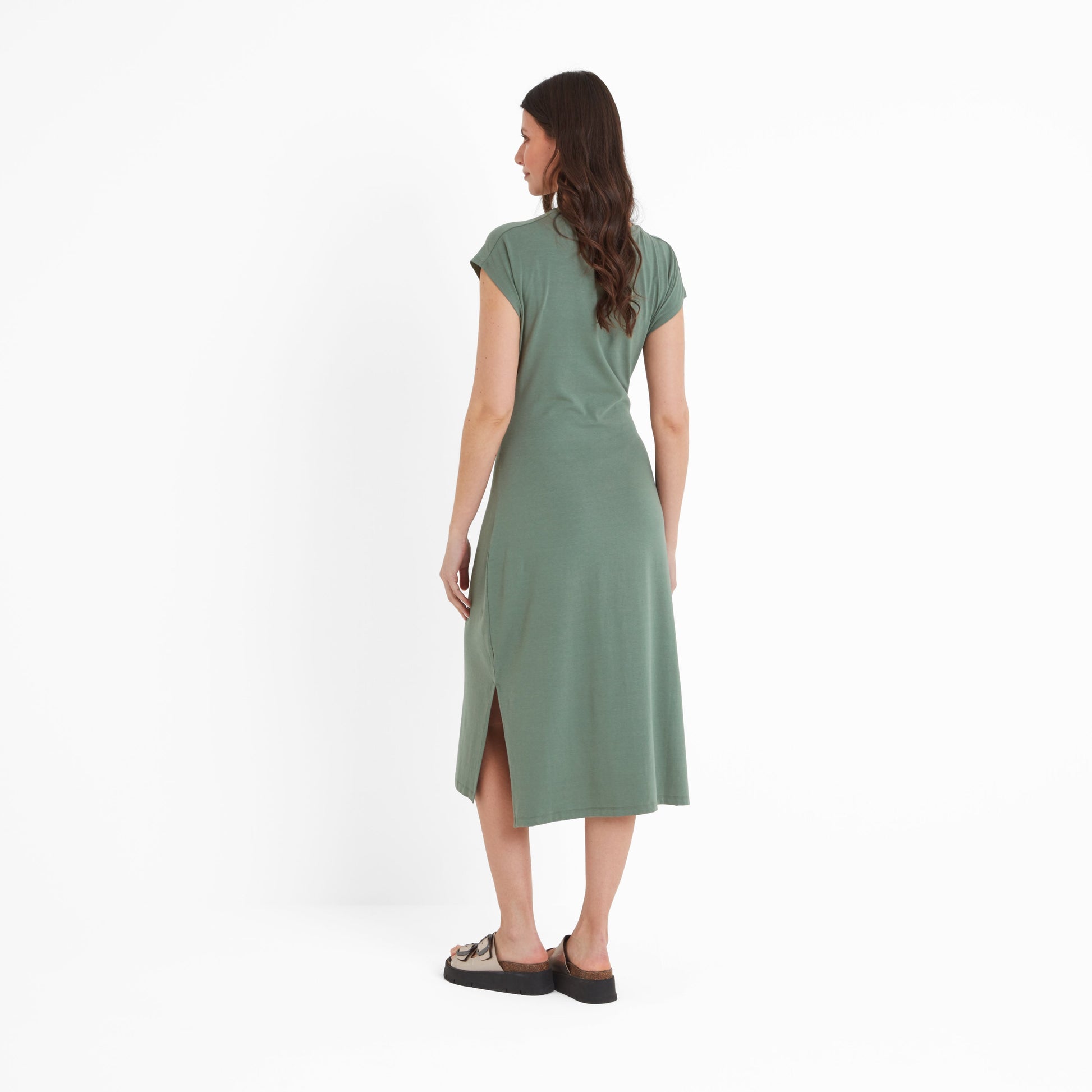 Claire Womens Supersoft Jersey Dress - Light Forest