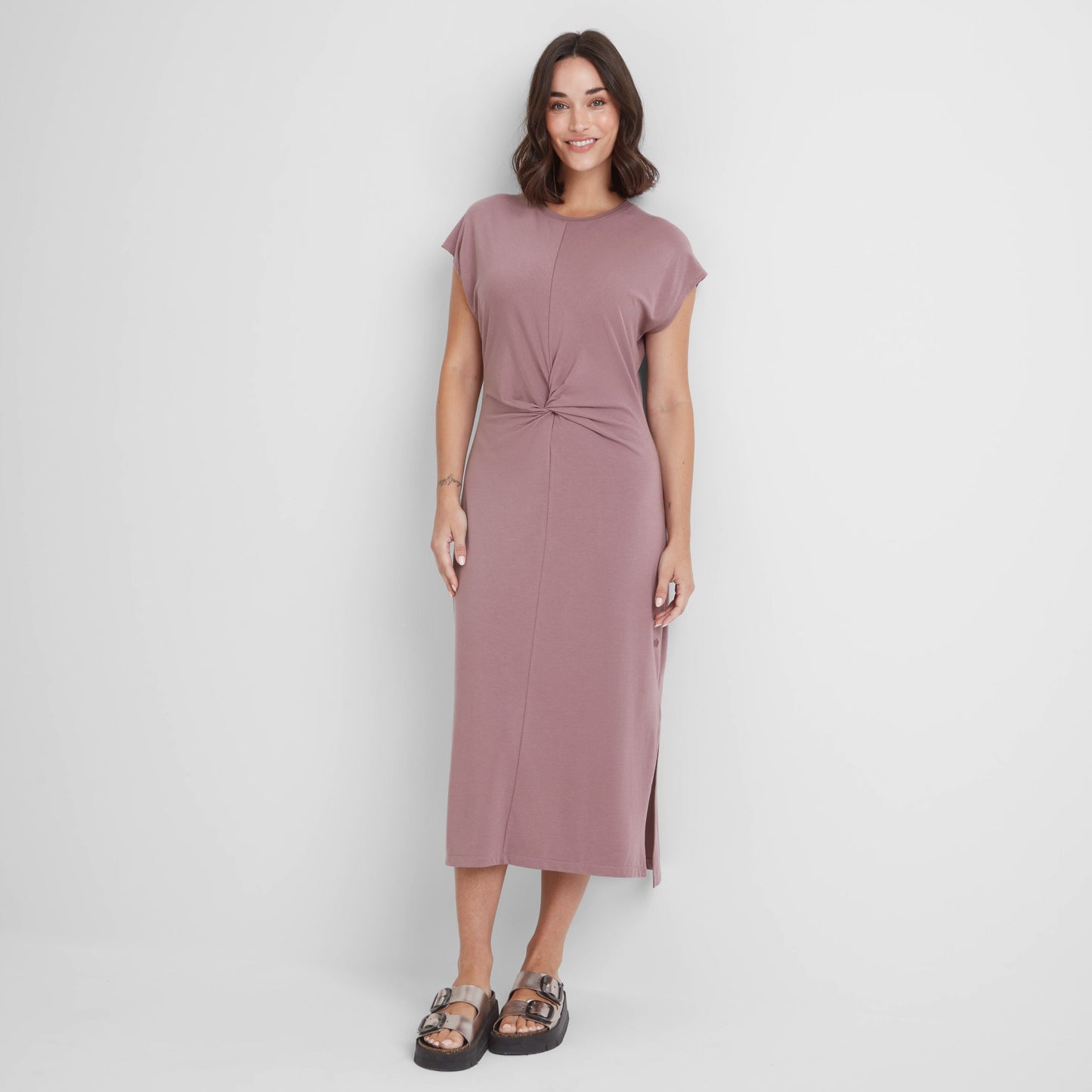 Claire Womens Supersoft Jersey Dress - Mauve