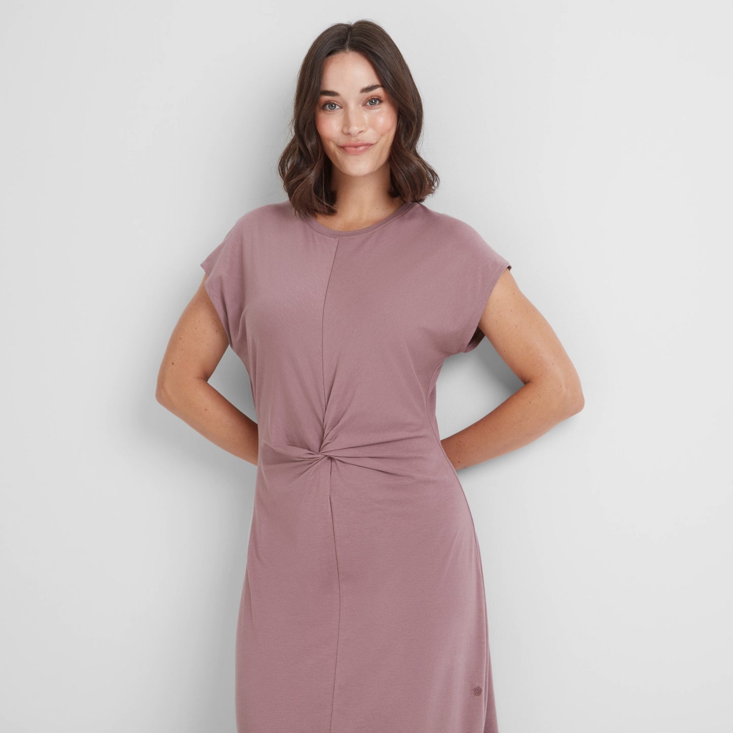 Claire Womens Supersoft Jersey Dress - Mauve