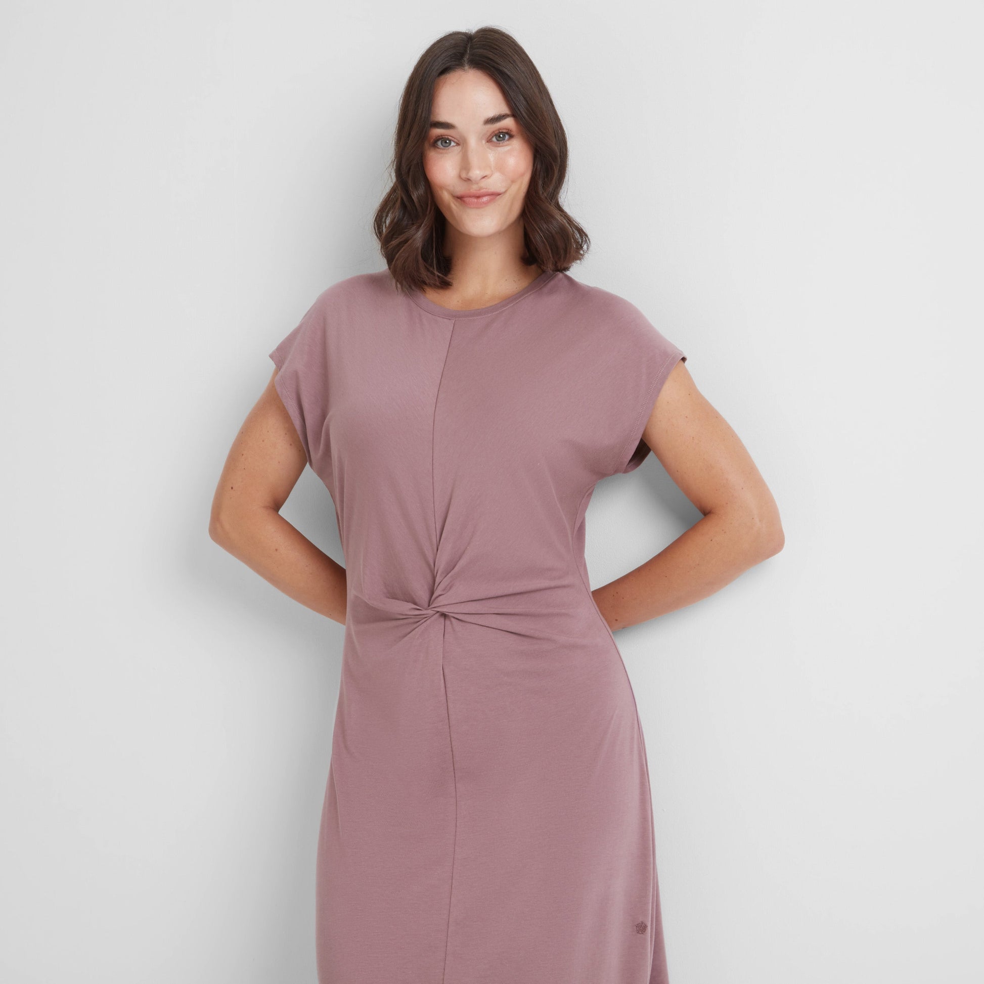 Claire Womens Supersoft Jersey Dress - Mauve