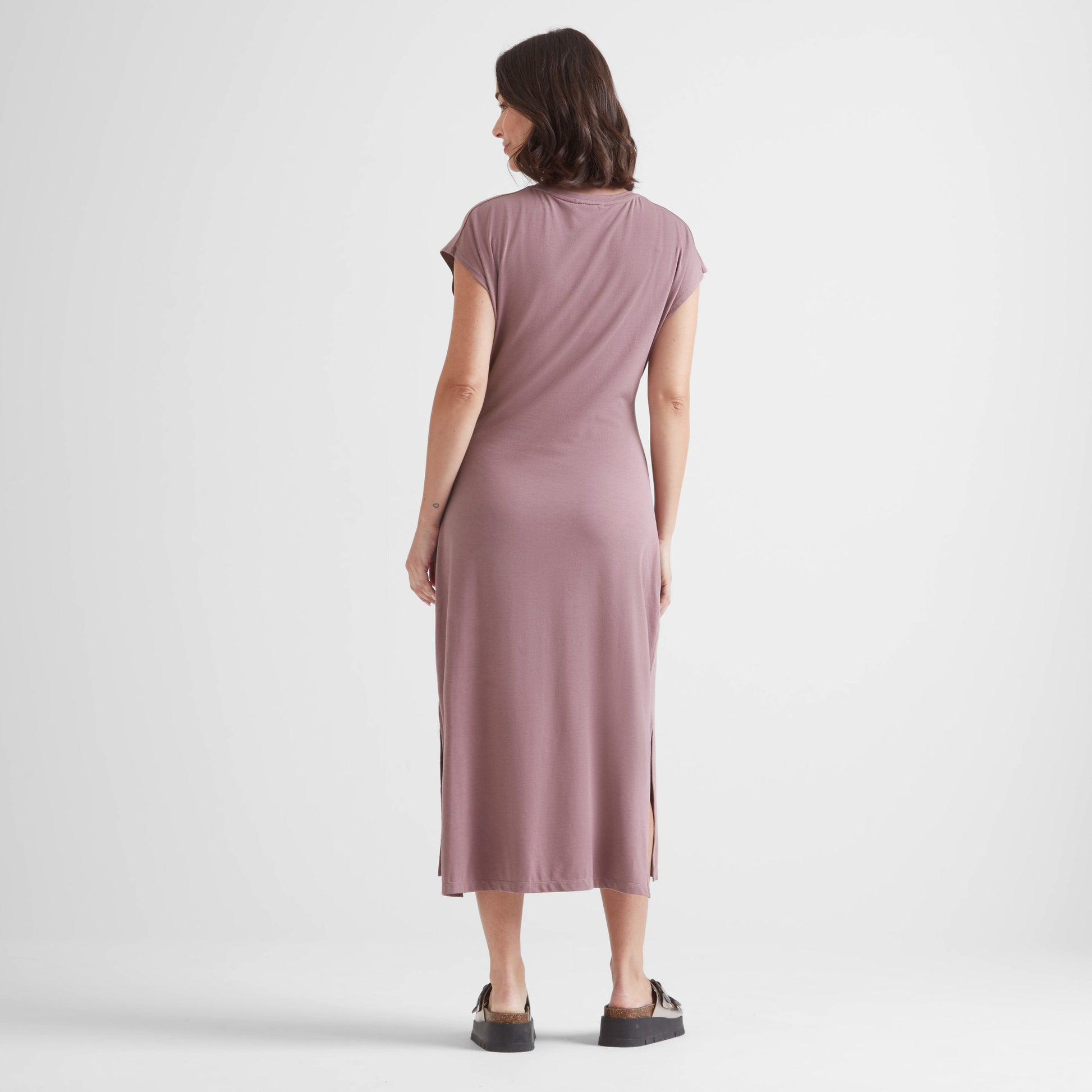 Claire Womens Supersoft Jersey Dress - Mauve