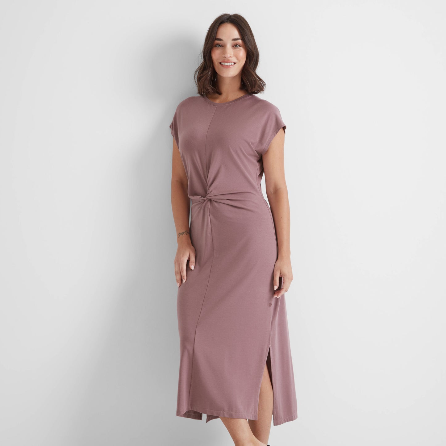 Claire Womens Supersoft Jersey Dress - Mauve