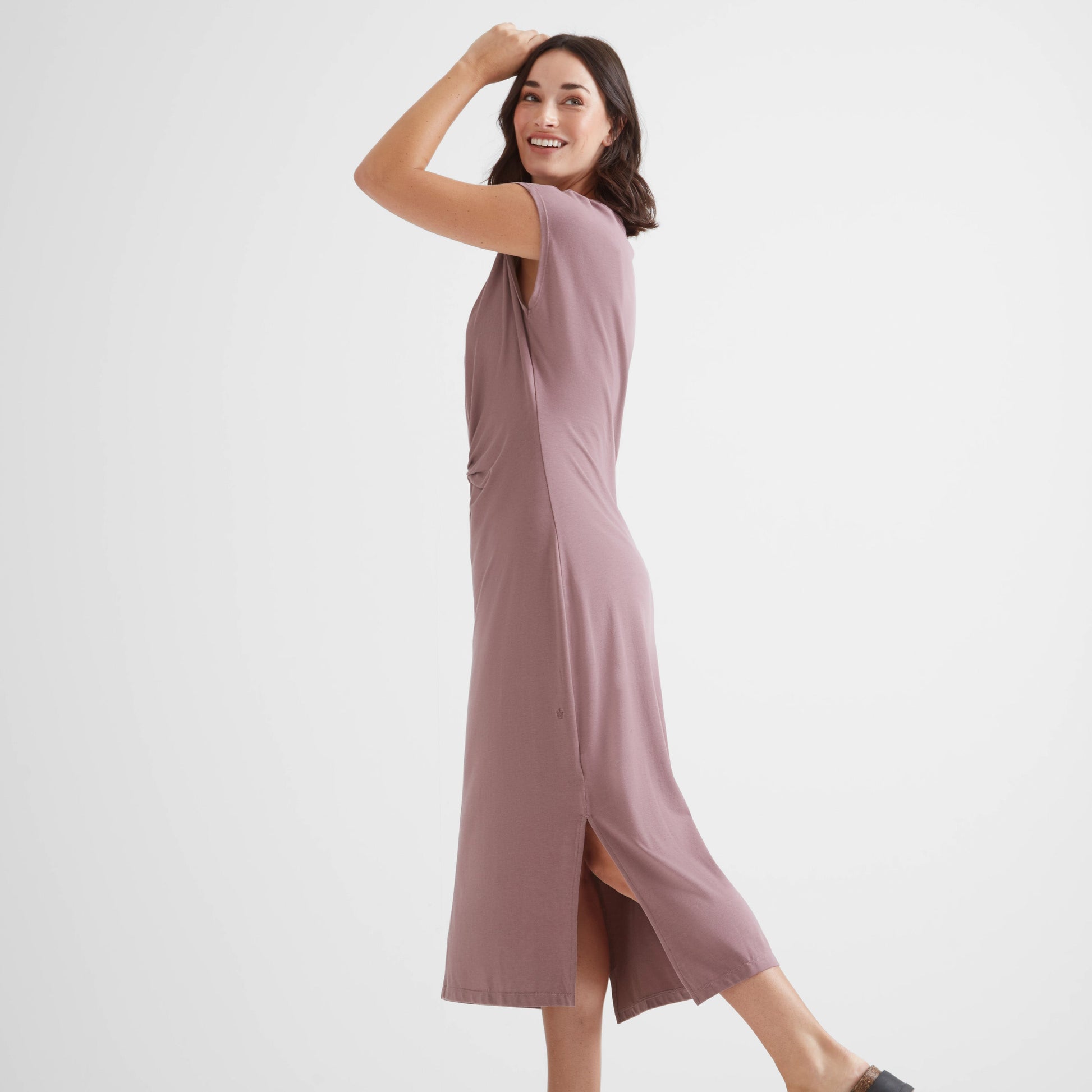 Claire Womens Supersoft Jersey Dress - Mauve