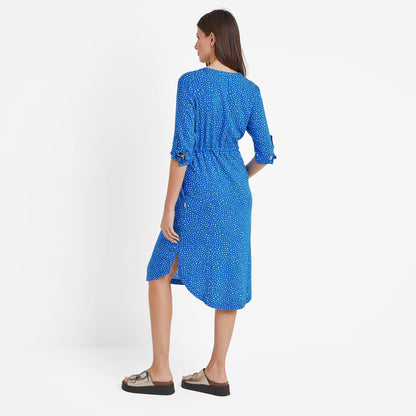 Claudia Womens Shirt Dress - Mykonos Blue Star Print