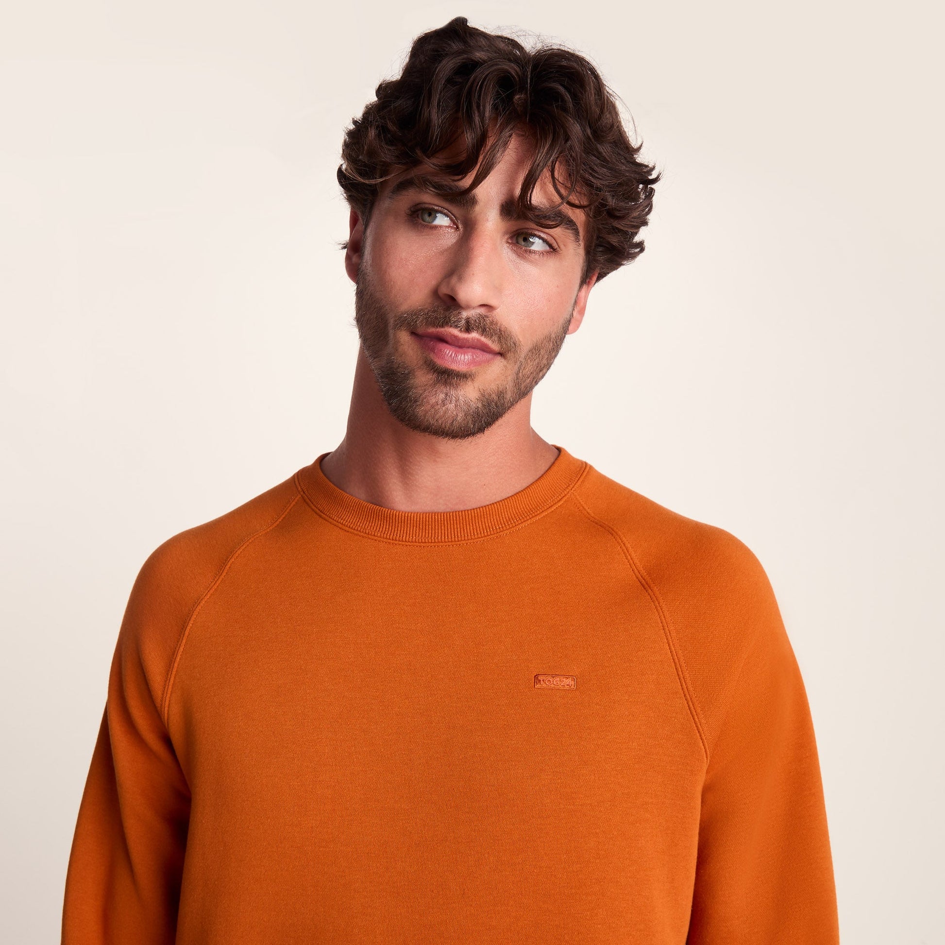 Clitheroe Mens Supersoft Raglan Sweat - Mahogany Orange