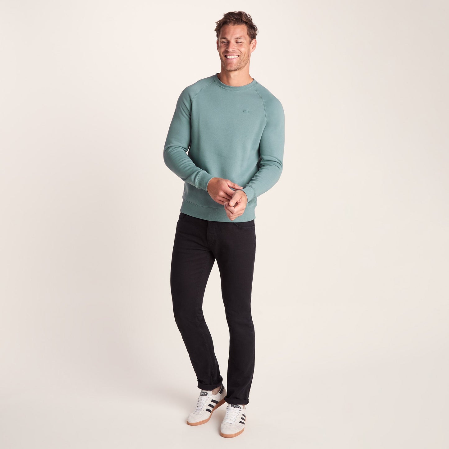 Clitheroe Mens Supersoft Raglan Sweat - Smokey Teal