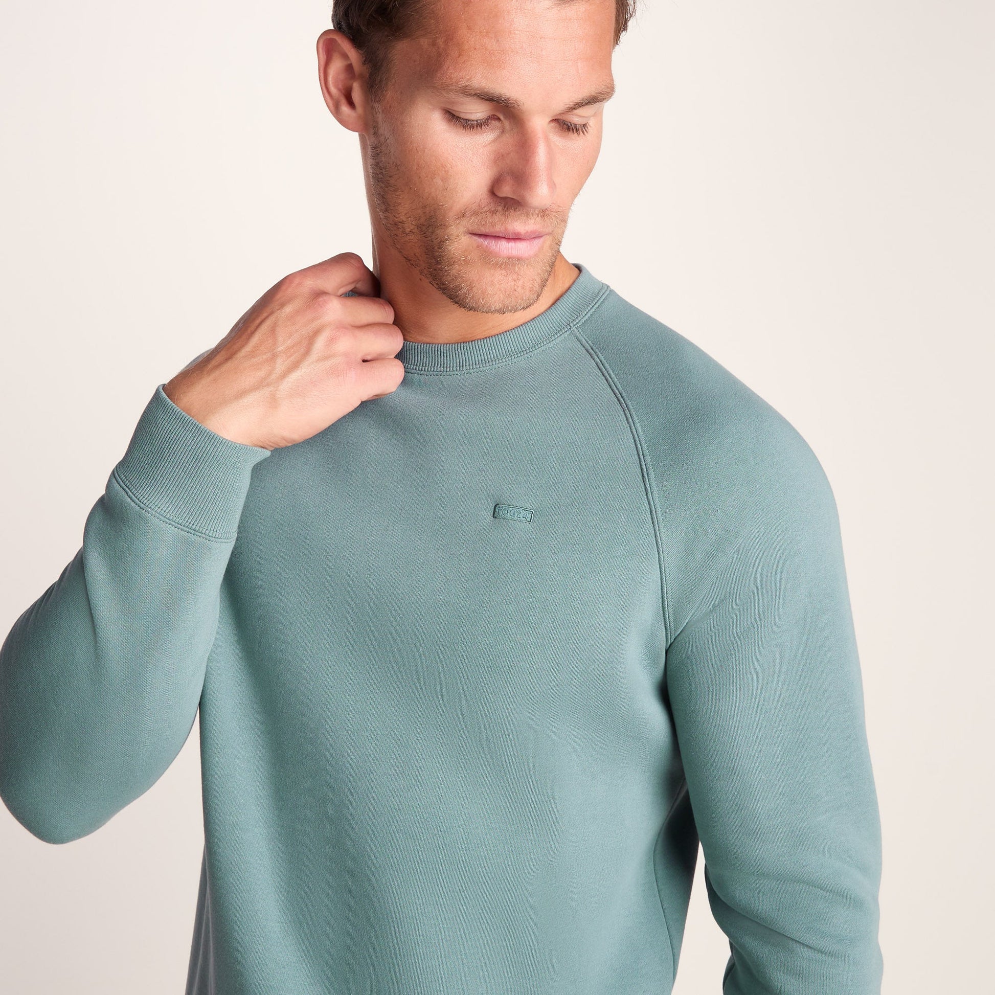 Clitheroe Mens Supersoft Raglan Sweat - Smokey Teal