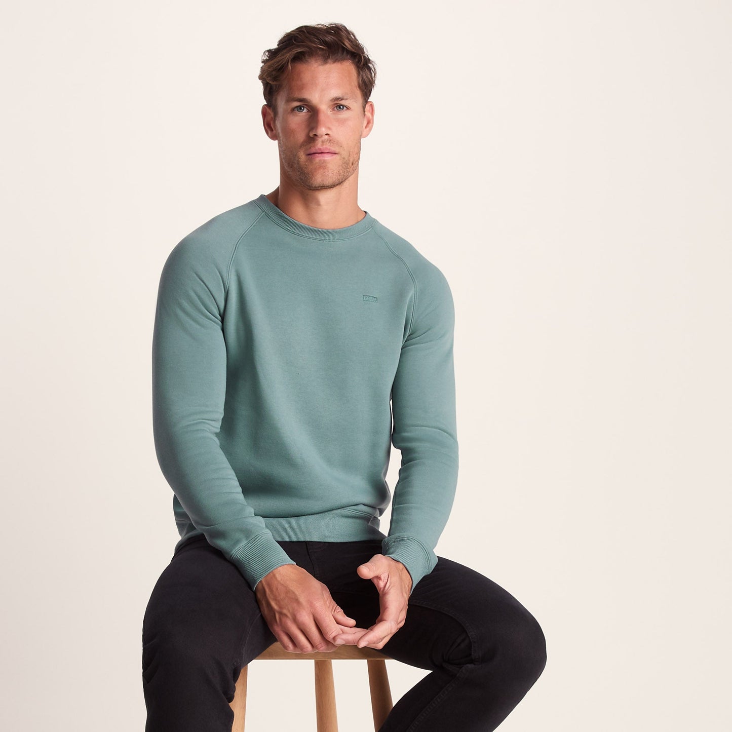 Clitheroe Mens Supersoft Raglan Sweat - Smokey Teal