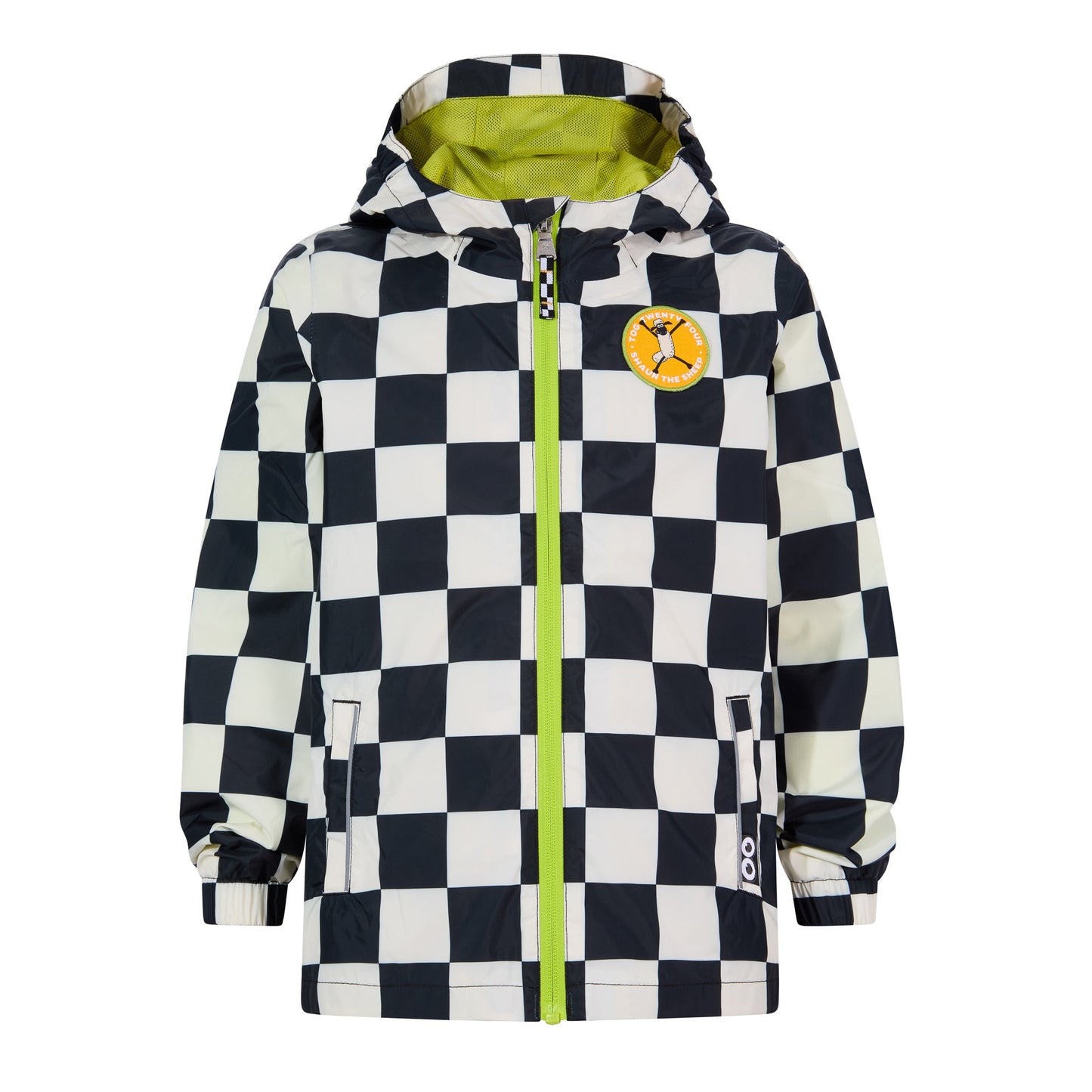 Cohampshire Kids Shaun the Sheep Waterproof Jacket - Black White Checkerboard