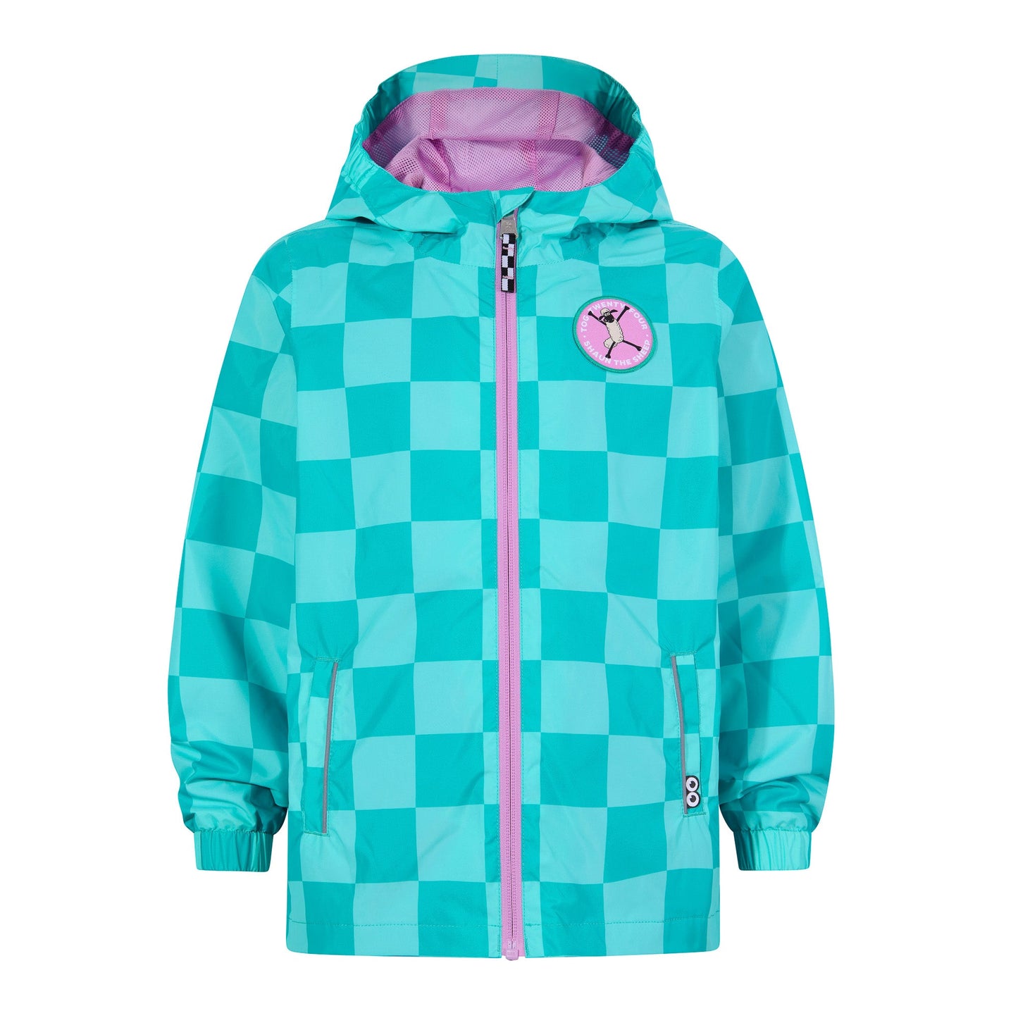 Cohampshire Kids Shaun the Sheep Waterproof Jacket - Spearmint/Bubblegum Checkerboard