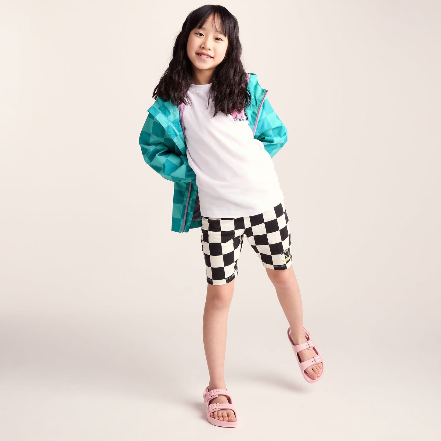 Cohampshire Kids Shaun the Sheep Waterproof Jacket - Spearmint/Bubblegum Checkerboard