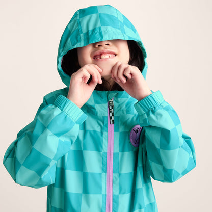 Cohampshire Kids Shaun the Sheep Waterproof Jacket - Spearmint/Bubblegum Checkerboard