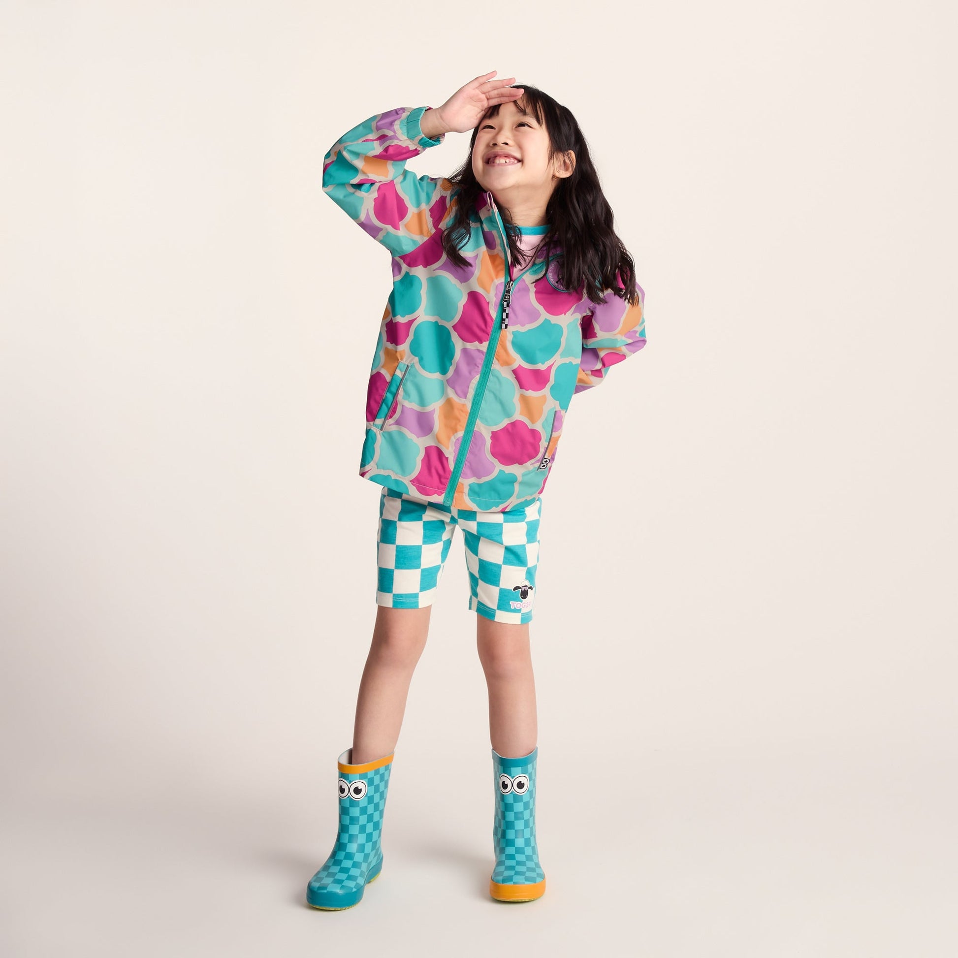 Cohampshire Kids Shaun the Sheep Waterproof Jacket - Pink Cloud Print