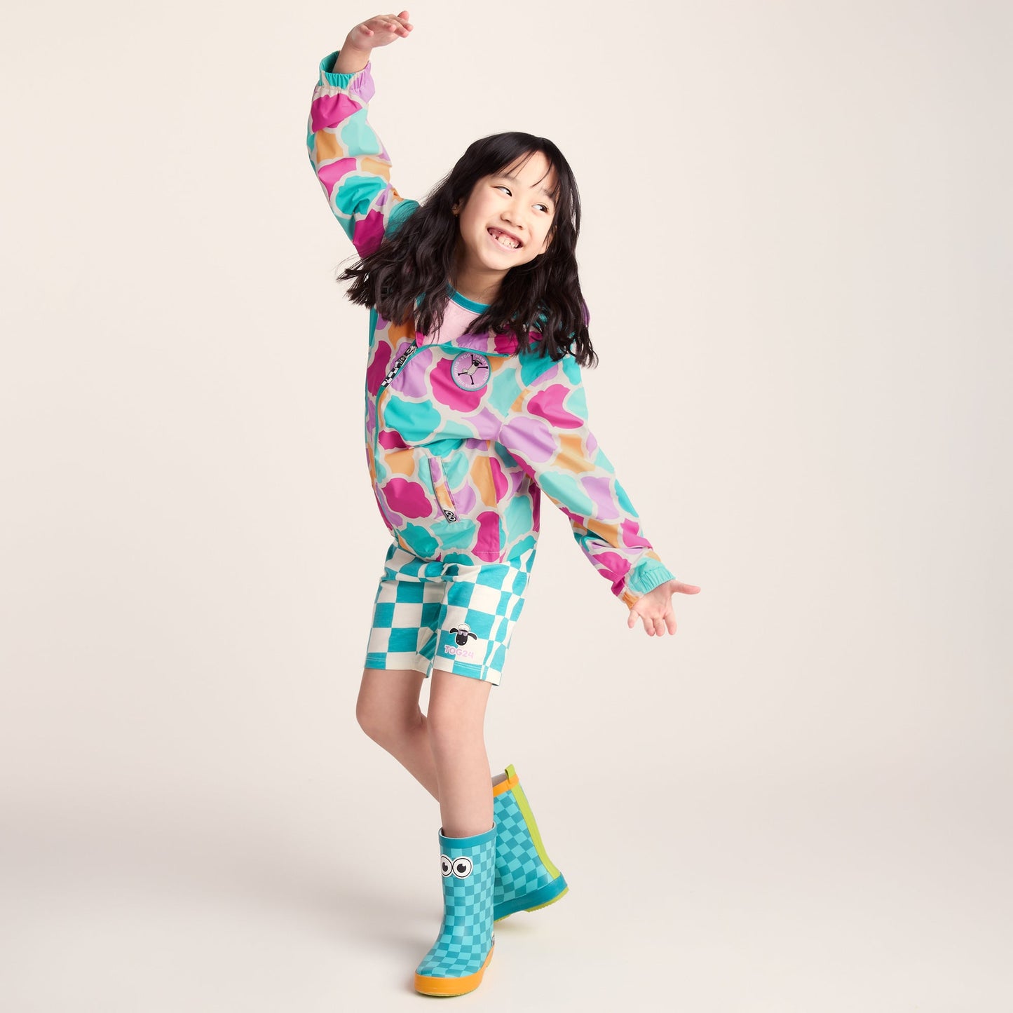 Cohampshire Kids Shaun the Sheep Waterproof Jacket - Pink Cloud Print