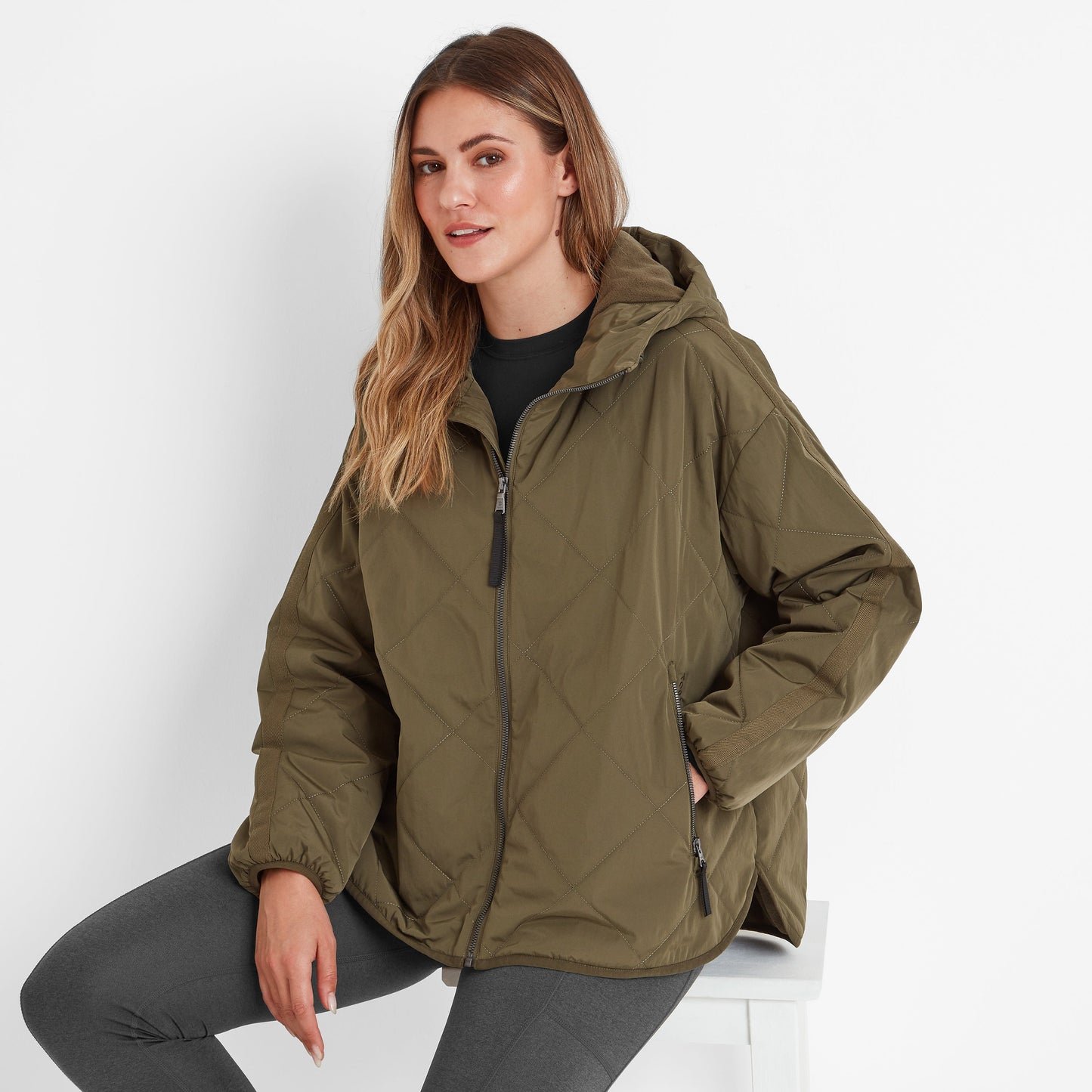 Corlae Womens Oversized Shower Resistant Insulated Jacket - Khaki