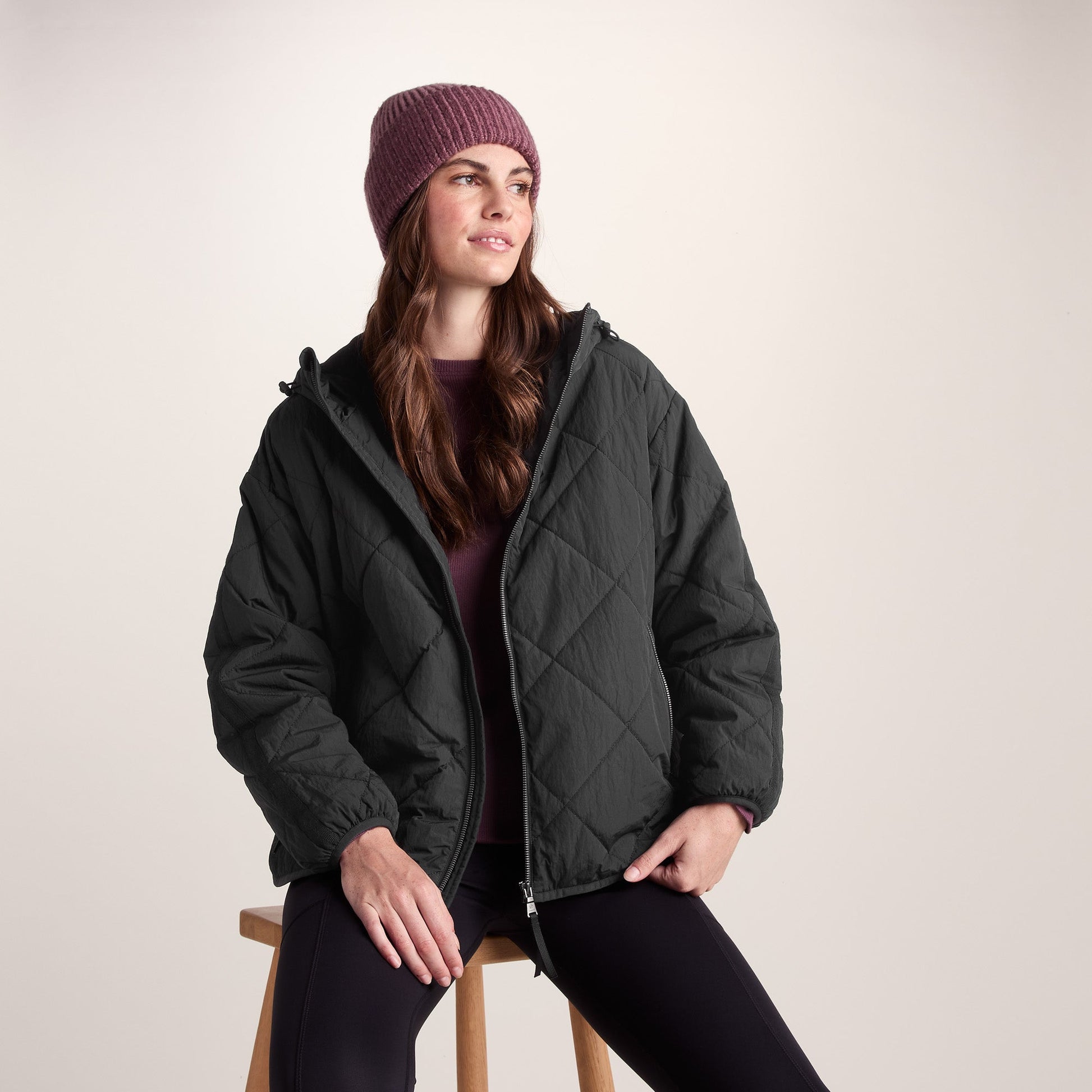 Corlae Womens Oversized Shower Resistant Insulated Jacket - Black