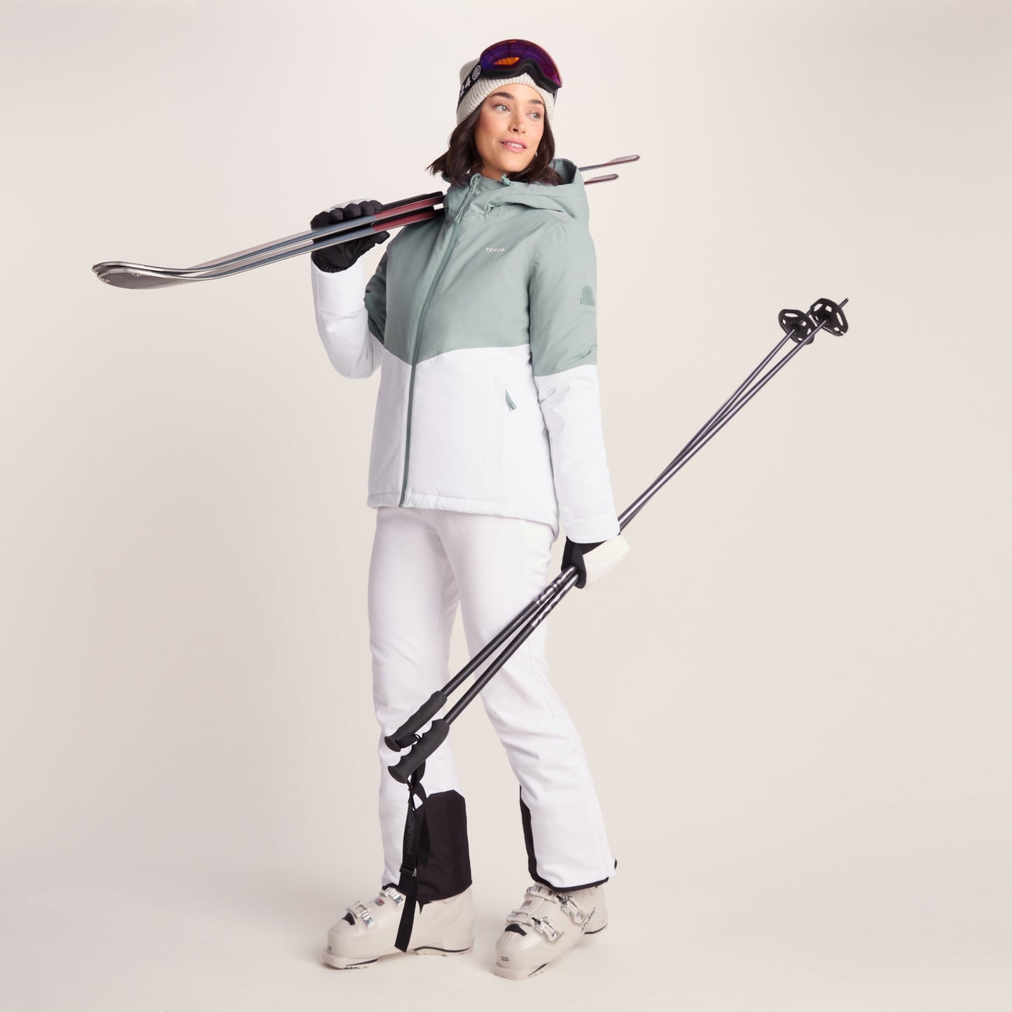 Corvara Womens Waterproof Insulated Ski Jacket - Mist Grey/Optic White