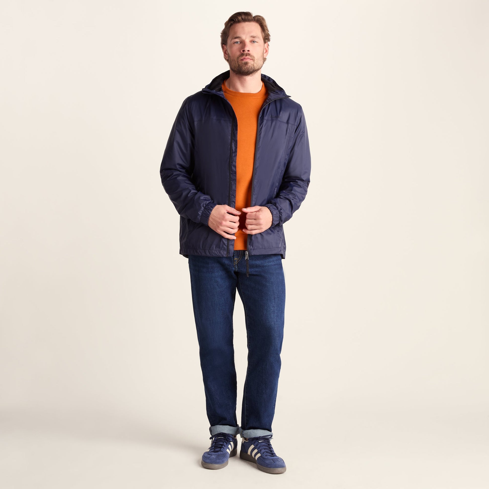 Craven Mens Waterproof Packaway Jacket - Navy