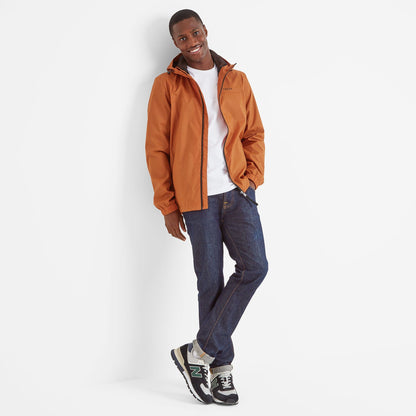 Craven Mens Waterproof Packaway Jacket - Dark Orange
