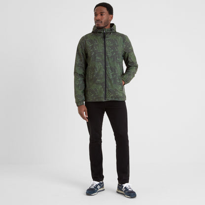 Craven Mens Waterproof Packaway Jacket - Forage Green Brushstroke Print