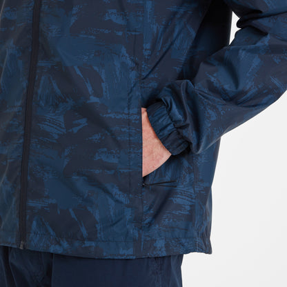 Craven Mens Waterproof Packaway Jacket - Dk Indigo Brushstroke Print
