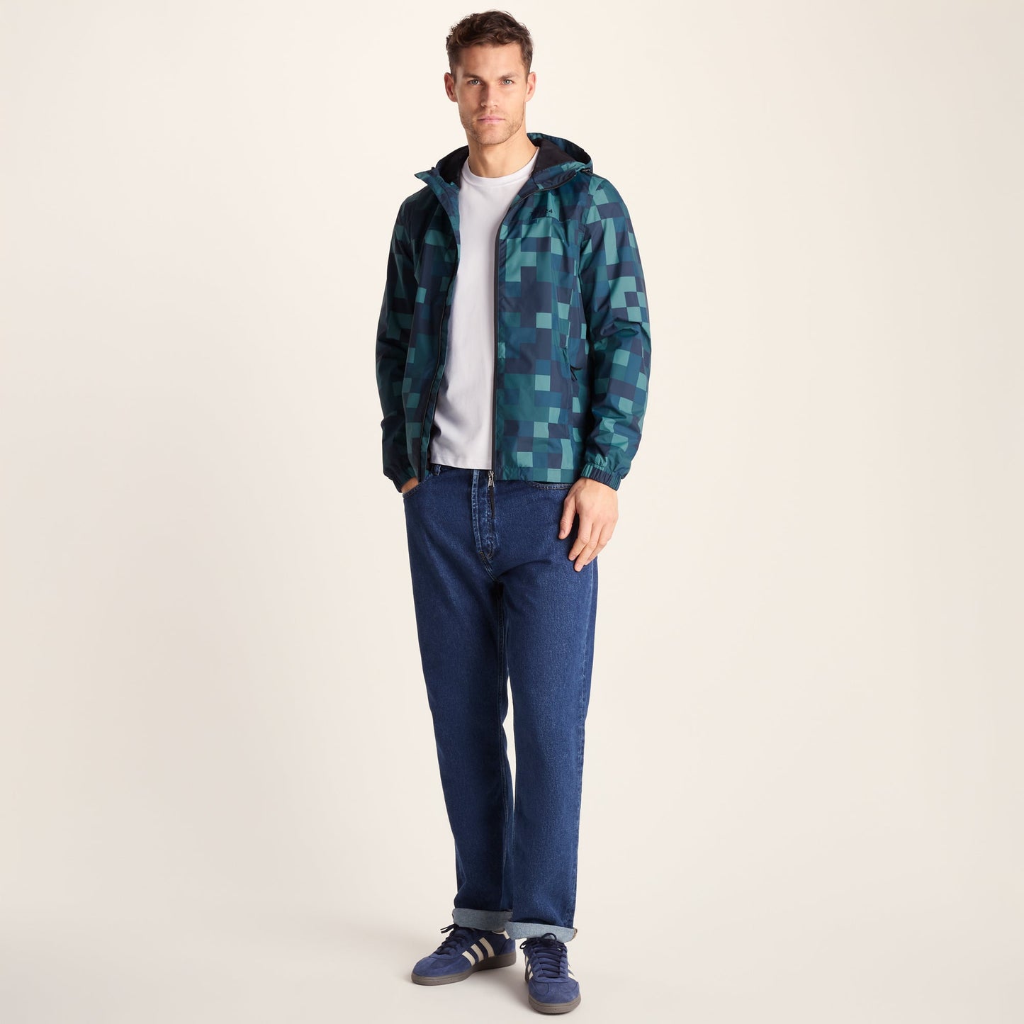 Craven Mens Waterproof Packaway Jacket - Blue Pixel