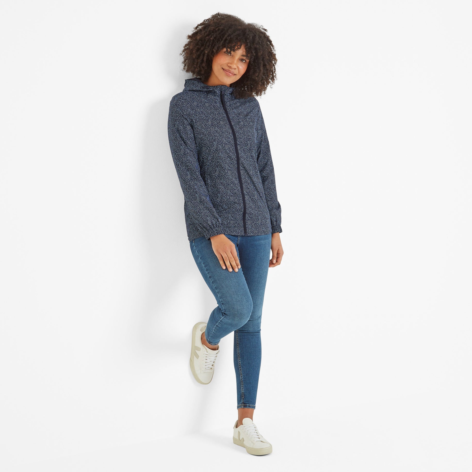Craven Womens Waterproof Packaway Jacket - Dk Indigo Abstract Print