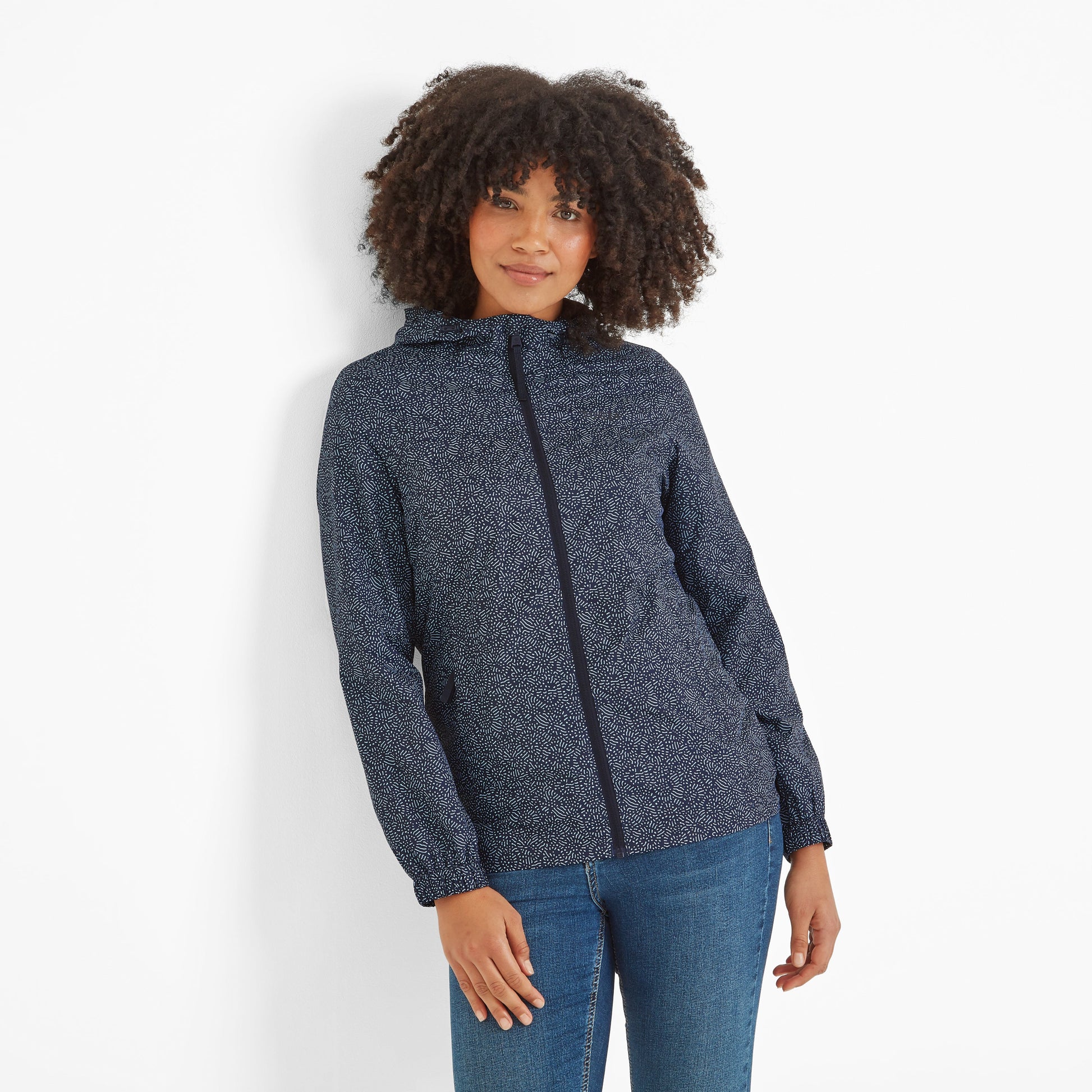 Craven Womens Waterproof Packaway Jacket - Dk Indigo Abstract Print