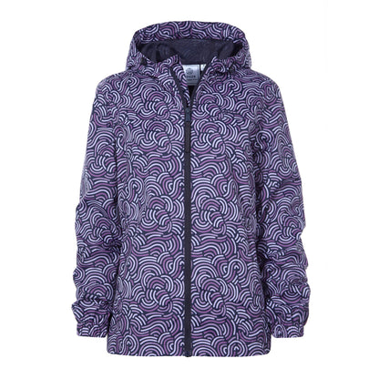 Craven Womens Waterproof Packaway Jacket - Dk Indigo/Lilac Blossom Wave Print