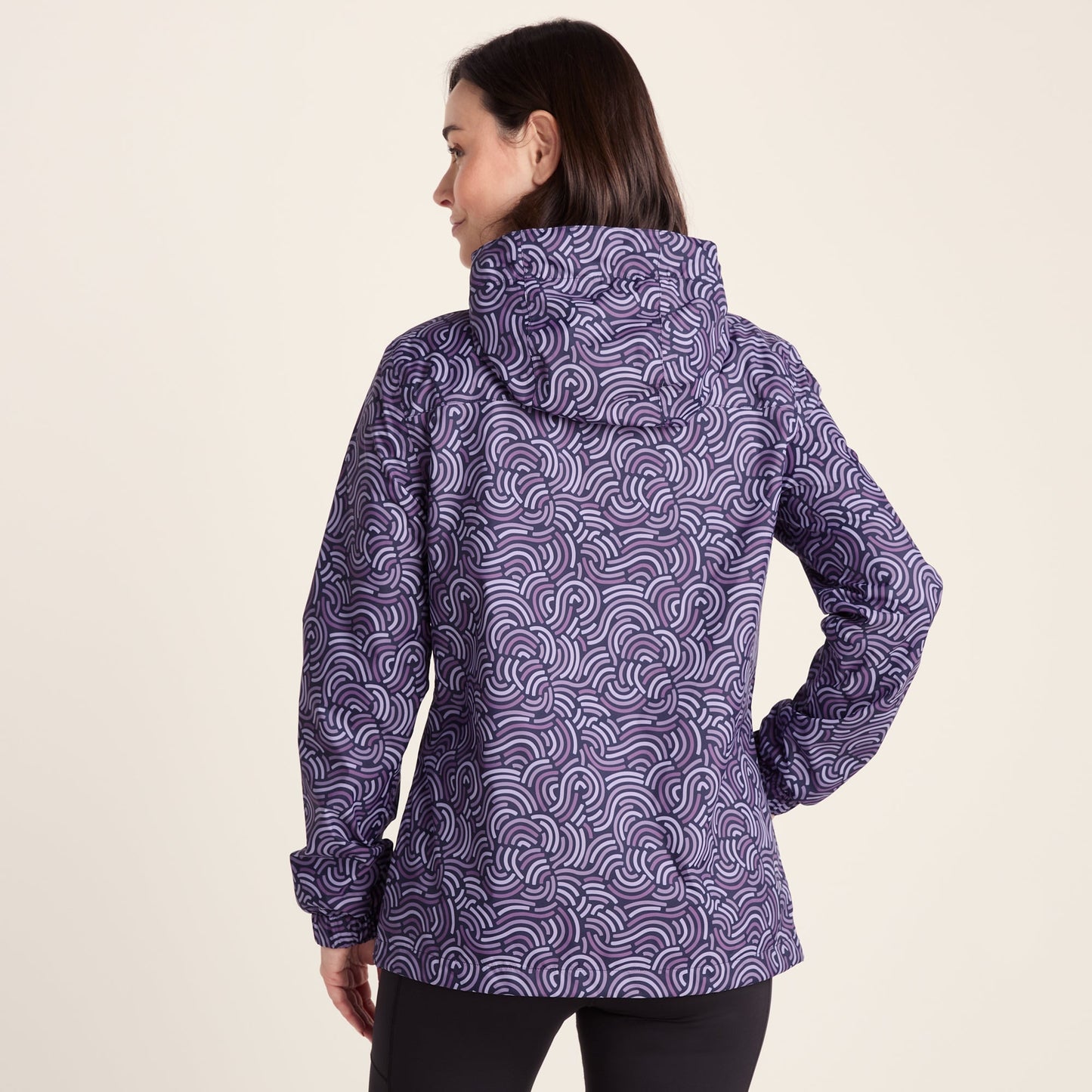 Craven Womens Waterproof Packaway Jacket - Dk Indigo/Lilac Blossom Wave Print